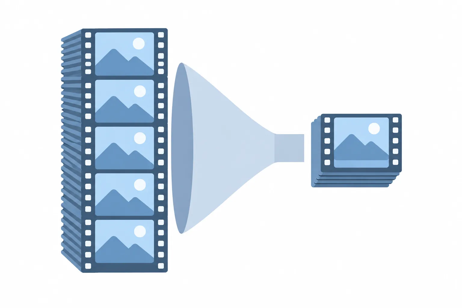 A large video file being squeezed into a much smaller one